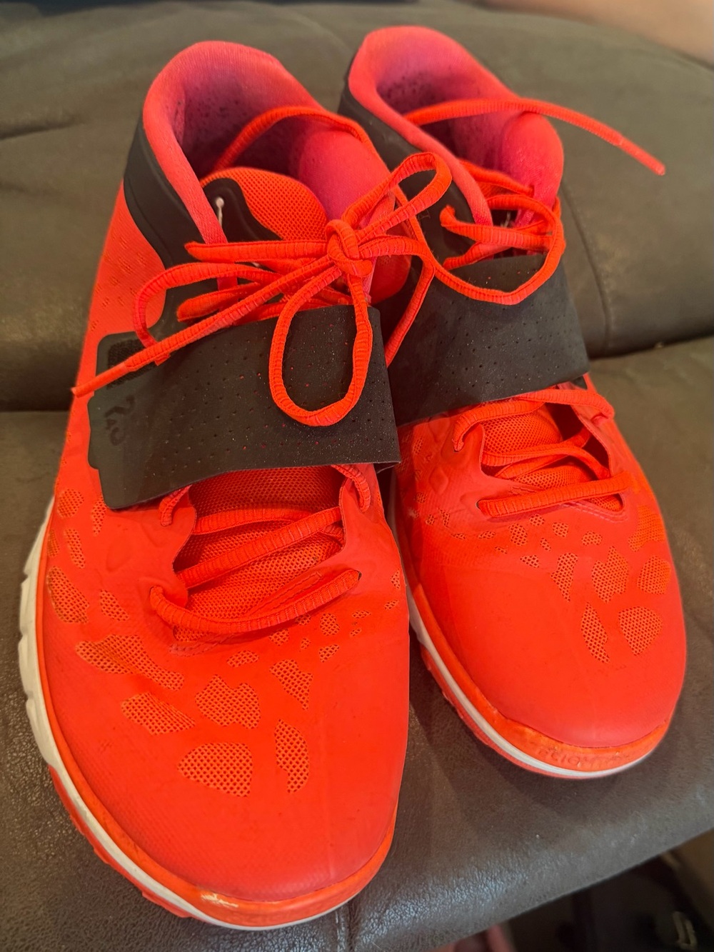 Jordan Men's Bright Red Athletic Shoes with Black Strap